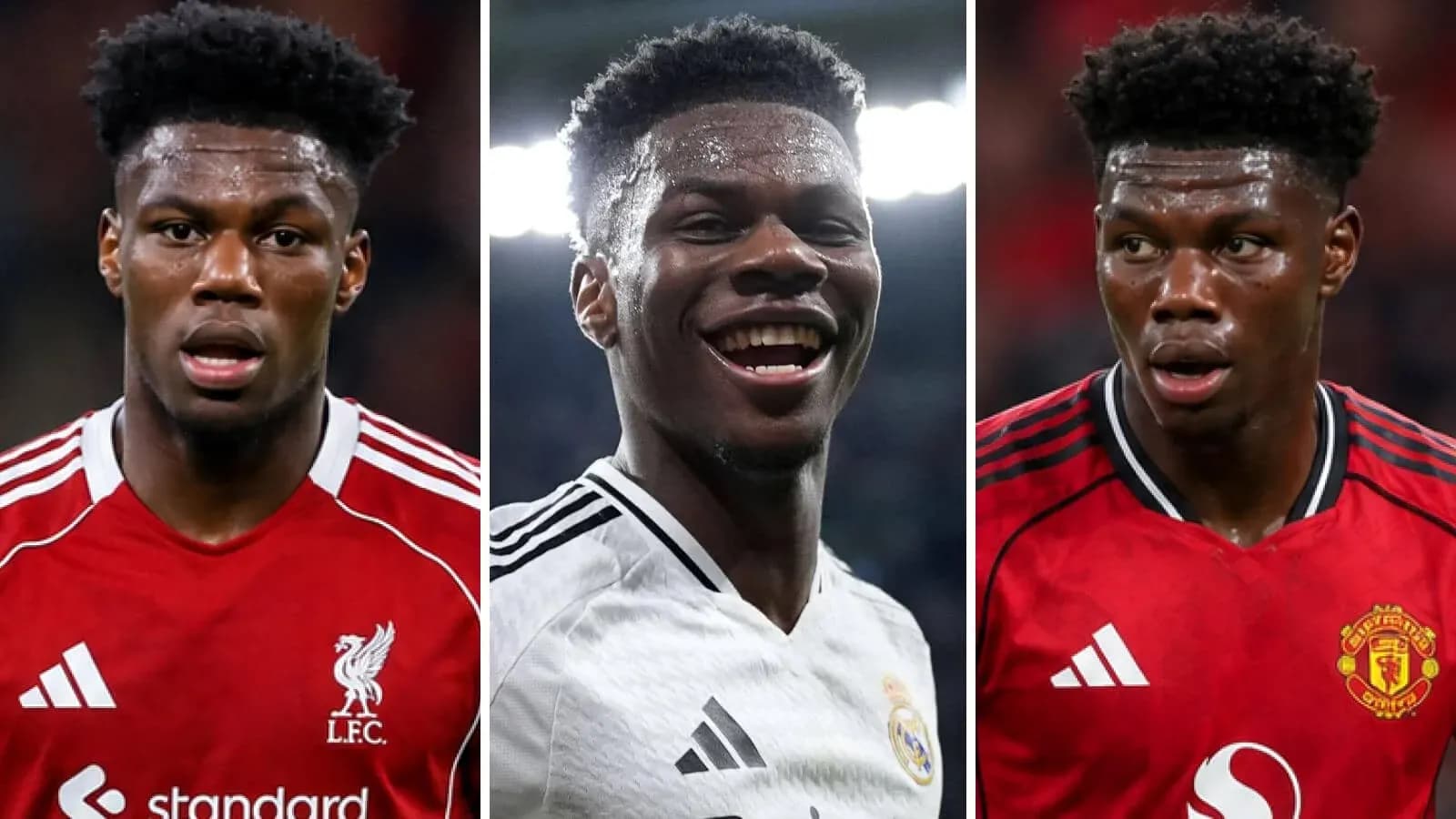Tres imágenes de un jugador con diferentes camisetas