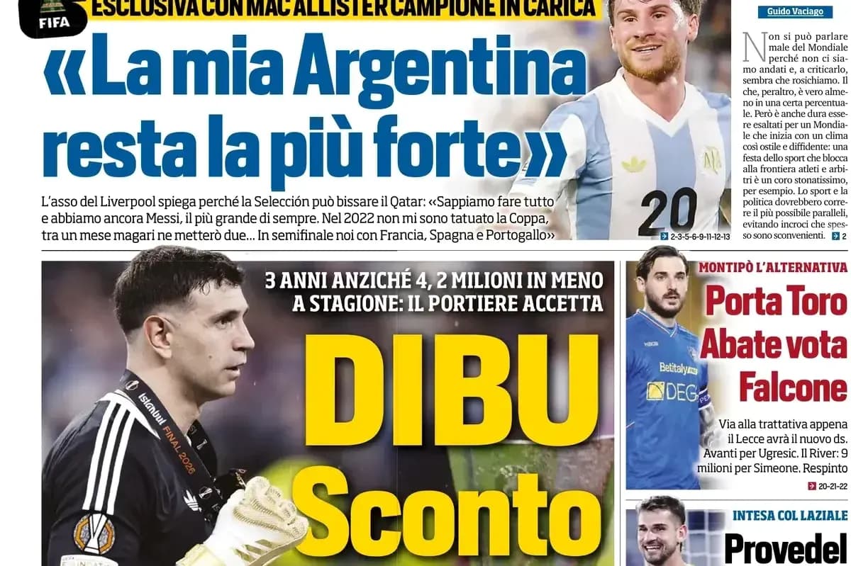Titulares sobre Argentina y declaraciones de Mac Allister