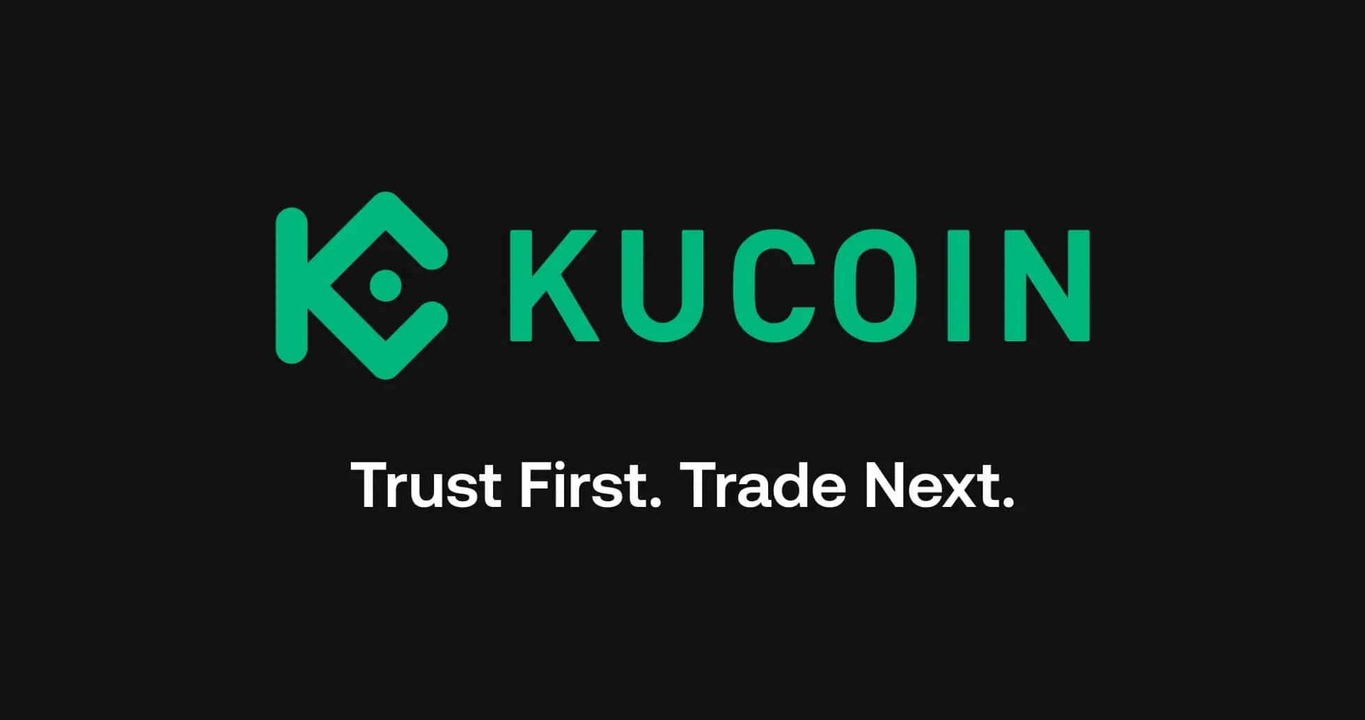 Logo de KuCoin con eslogan de confianza y comercio