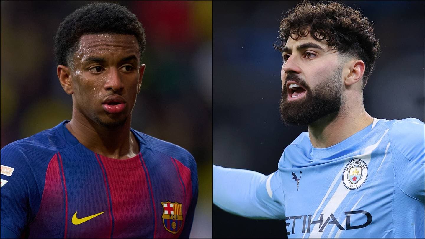 Jugadores de Barcelona y Manchester City durante partido