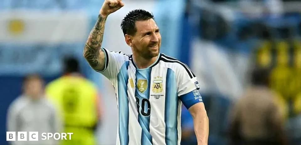 Lionel Messi celebrando durante un partido con Argentina