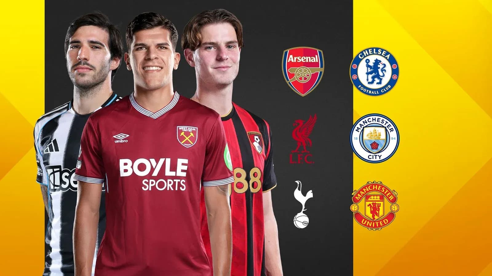 Jugadores de fútbol con camisetas de varios equipos