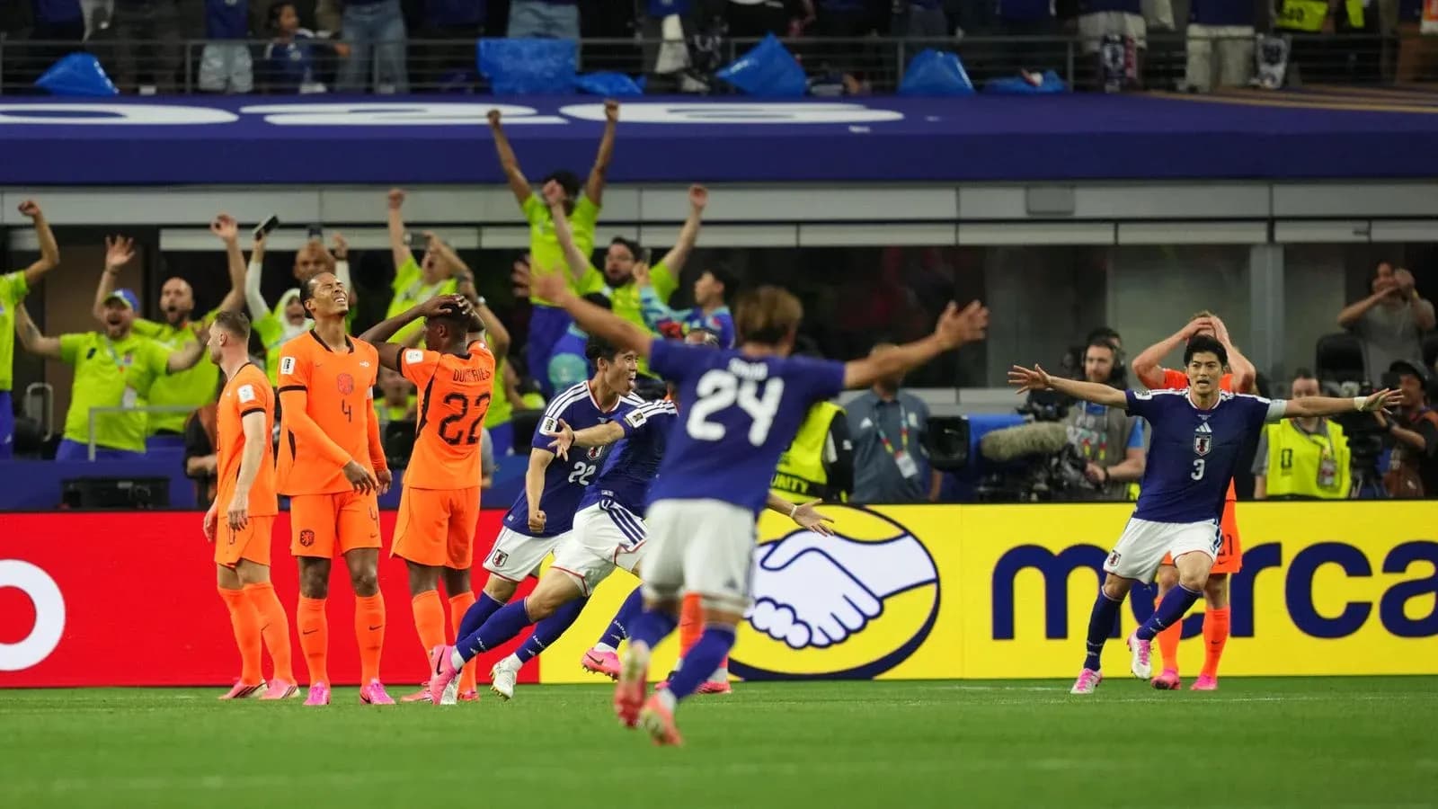 Celebración de Japón tras un gol en el partido Celebración de Japón tras un gol en el partido