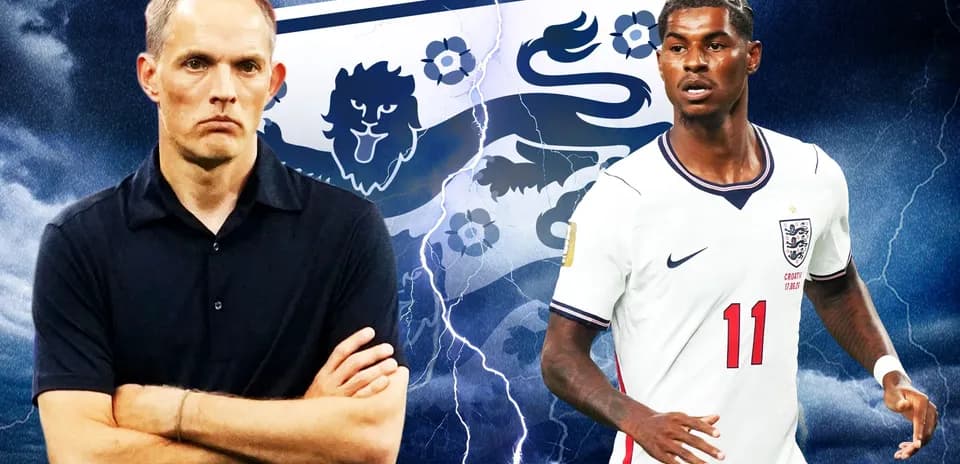 Entrenador y jugador de Inglaterra frente a fondo oscuro