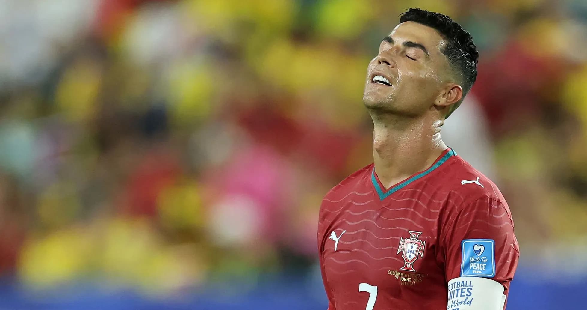 Cristiano Ronaldo lamentando durante un partido