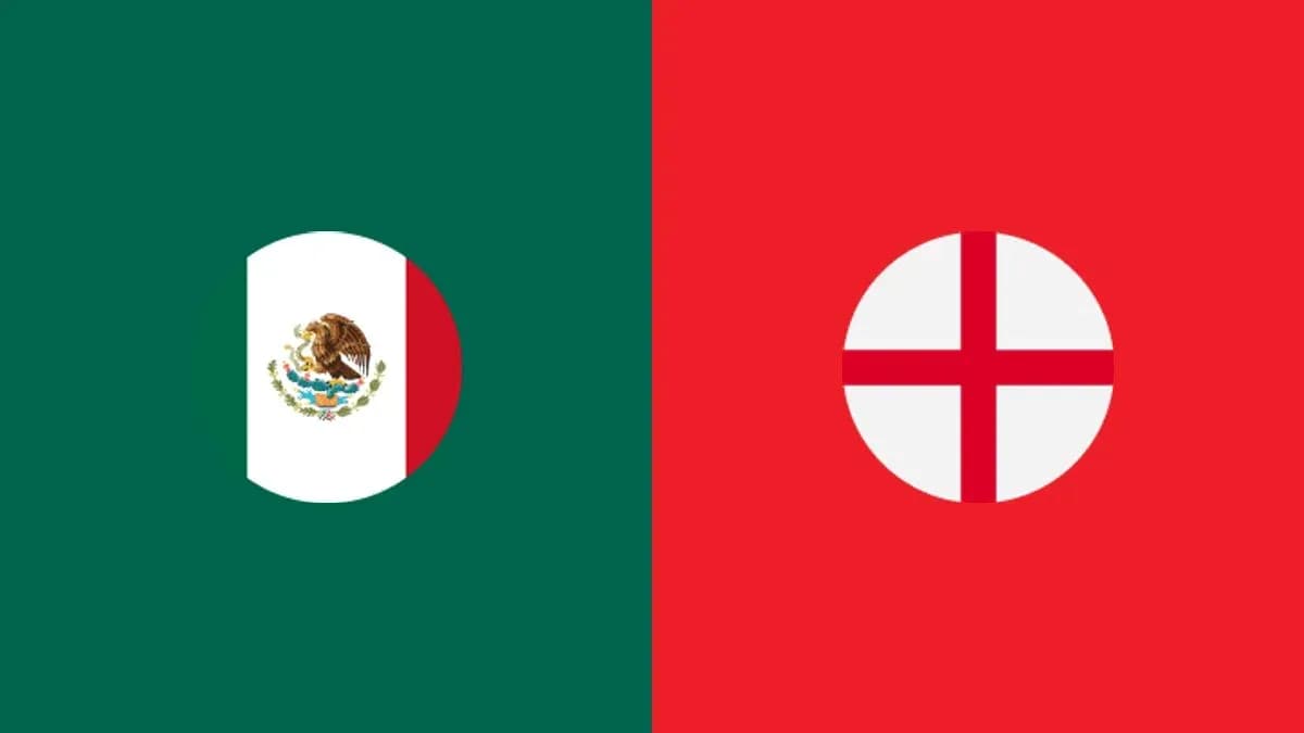 Banderas de México e Inglaterra en fondo colorido
