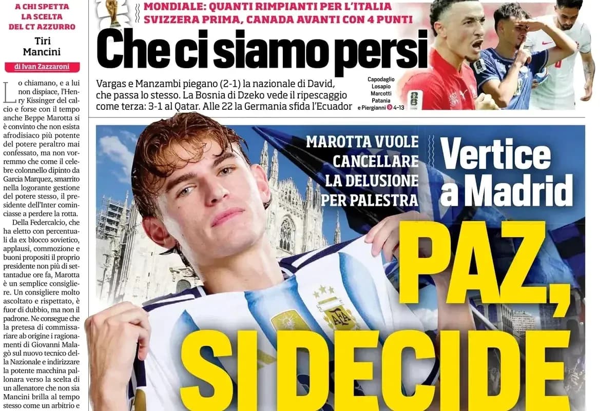 Jugador con camiseta de Argentina en portada de periódico
