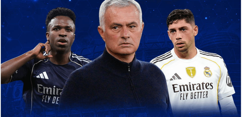 Vinícius Jr., José Mourinho y Federico Valverde juntos