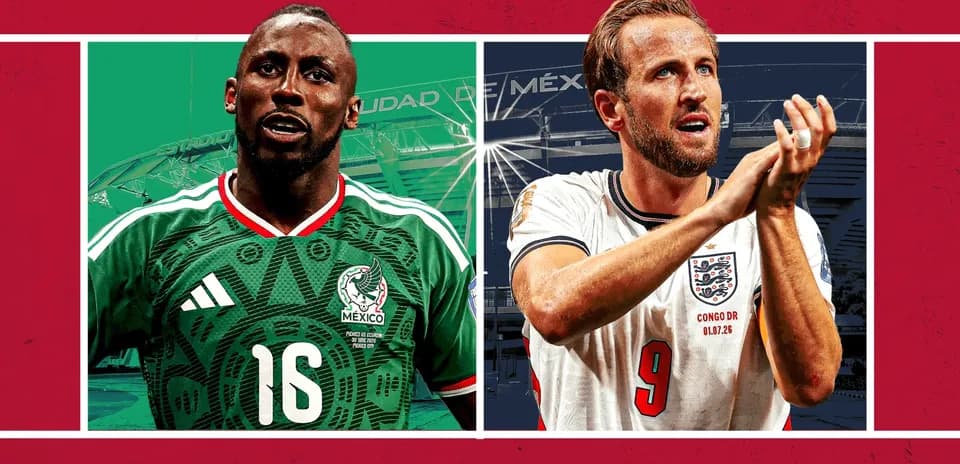 Jugadores de México e Inglaterra en la Copa del Mundo