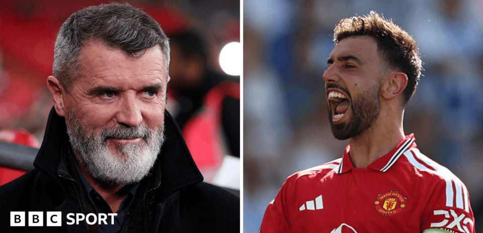 Roy Keane y Bruno Fernandes en eventos separados