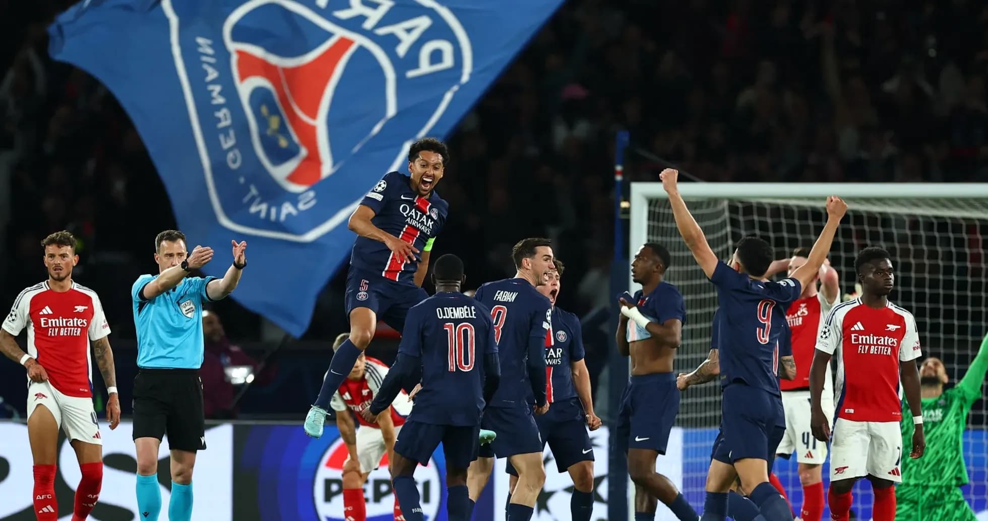 Celebración de jugadores de París Saint Germain