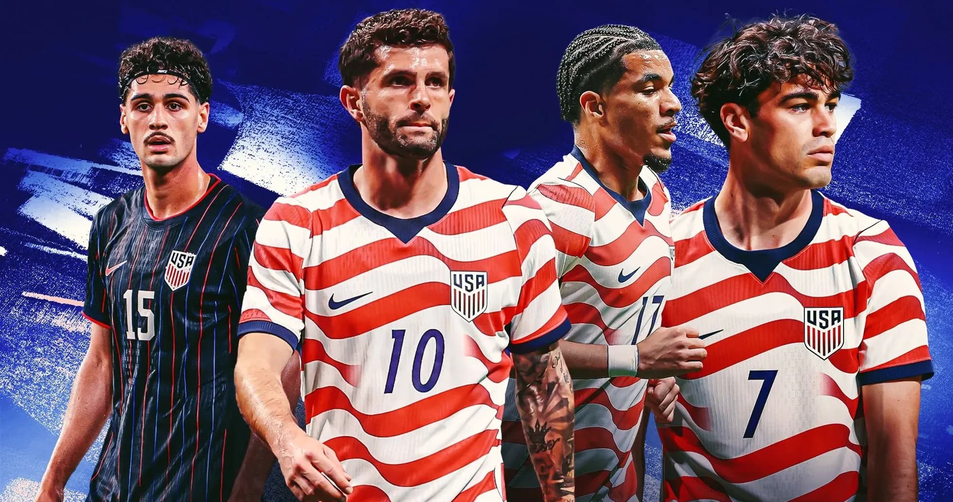 Cuatro jugadores de la selección de EE. UU. en uniforme