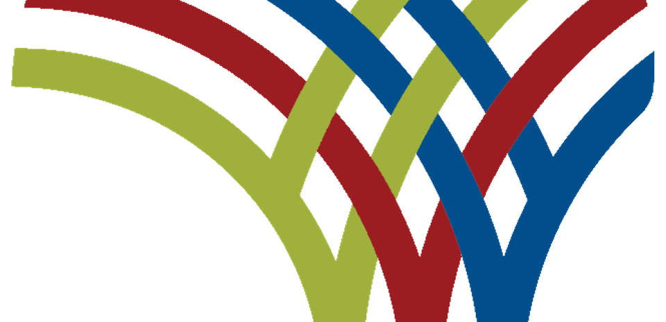 Logotipo colorido con formas entrelazadas