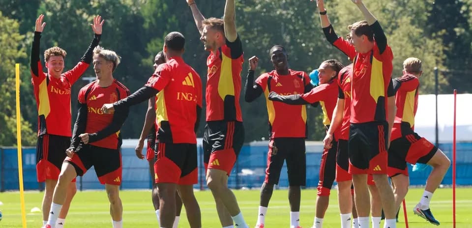 Jugadores de Bélgica entrenando para el Mundial