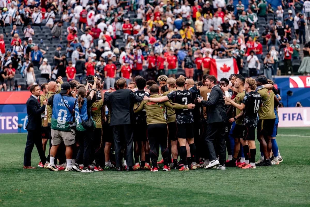 Equipo de Canadá celebrando en el Mundial 2026