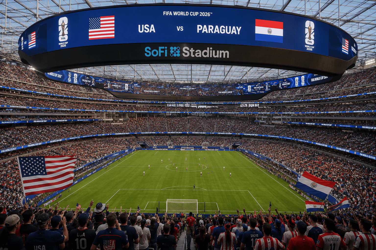 Partido entre Estados Unidos y Paraguay en el estadio