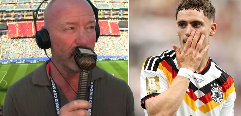 Presentador hablando en evento de fútbol, jugador alemán