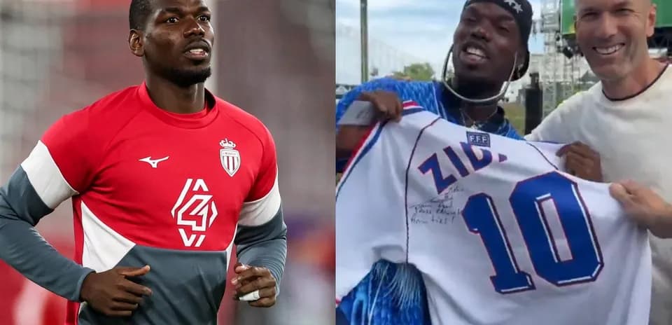Paul Pogba entrenando y mostrando camiseta de Zidane
