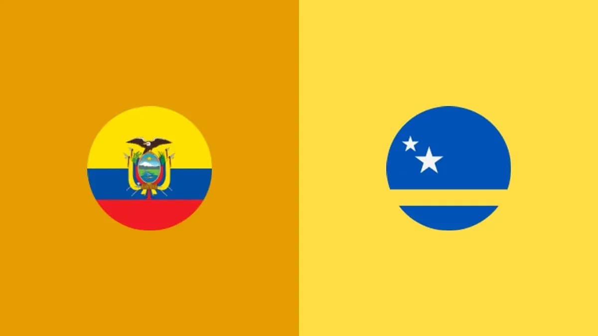 Banderas de Ecuador y Curazao en fondo amarillo