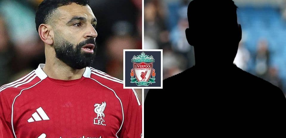 Mohamed Salah in Liverpool kit with silhouette