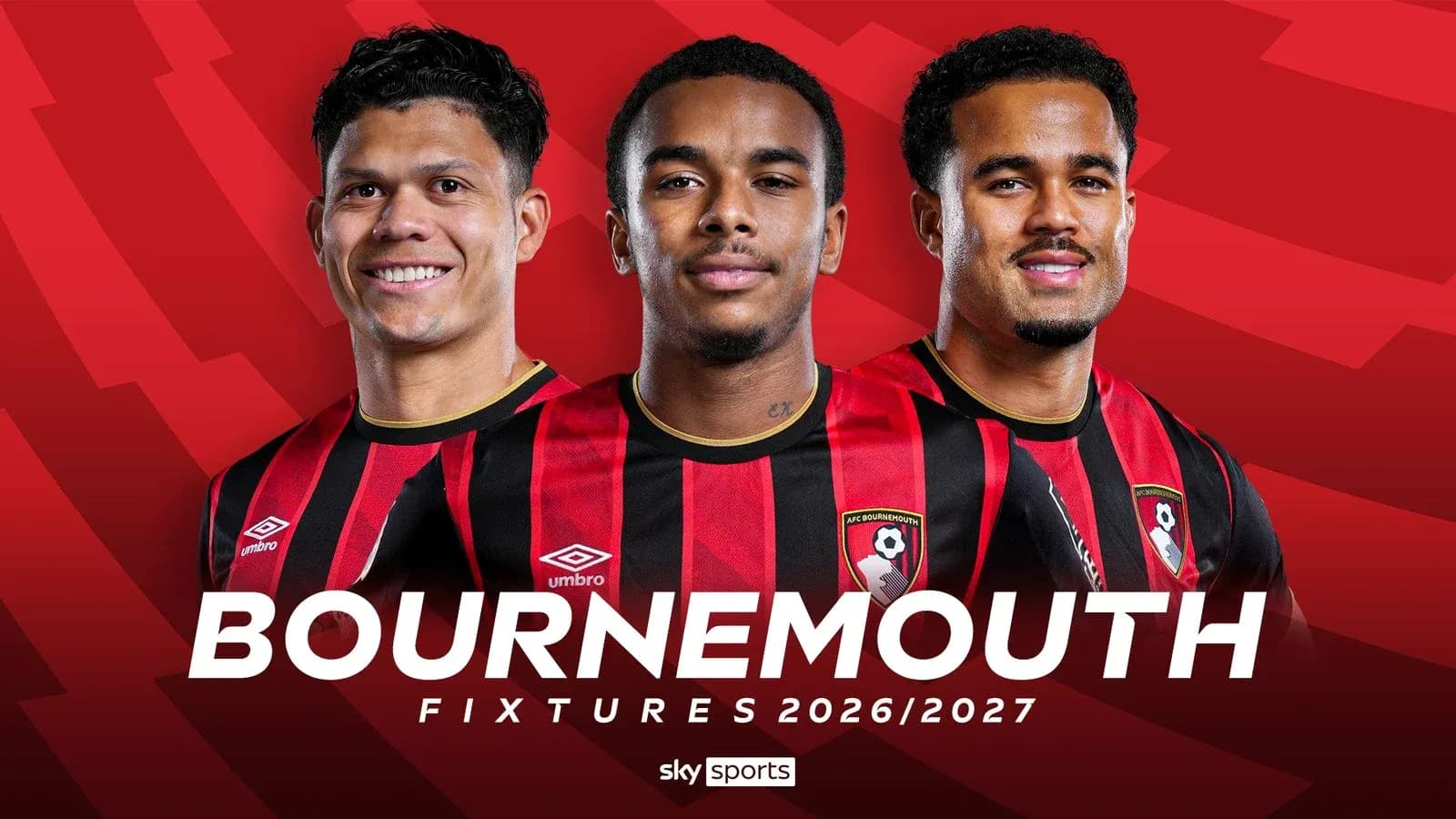Tres jugadores de Bournemouth en uniforme de equipo