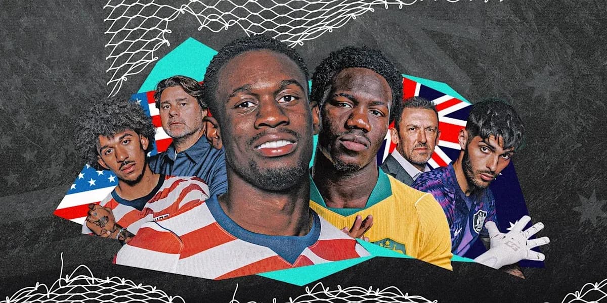 Jugadores y entrenadores destacados en fondo artístico