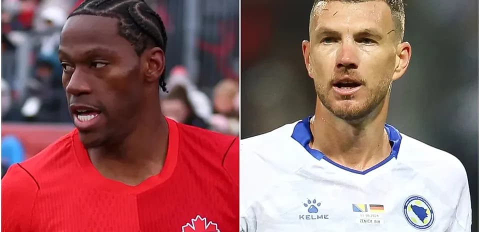 Jugadores de Canadá y Bosnia en el partido