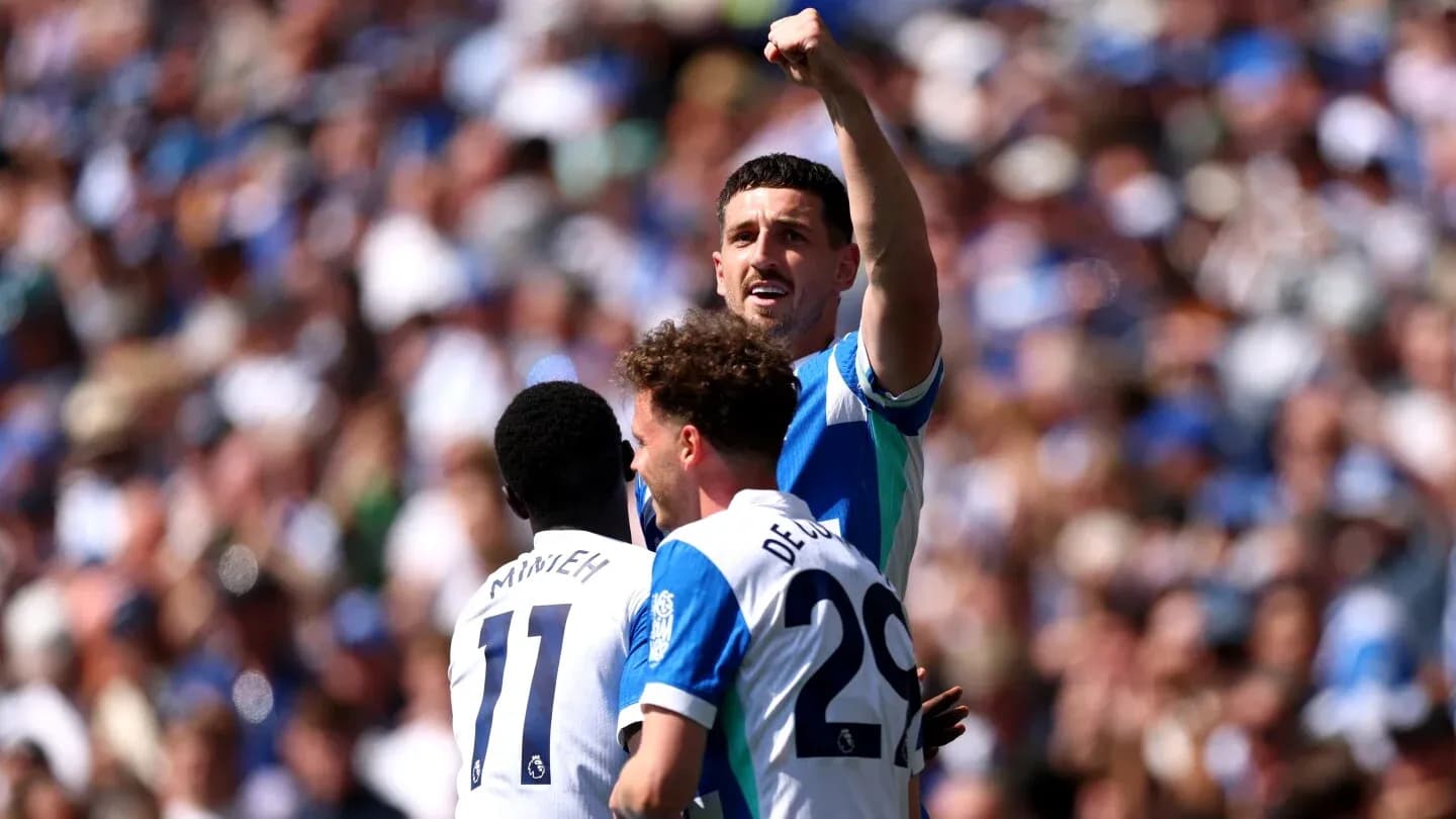 Celebración de jugadores de Brighton en el partido