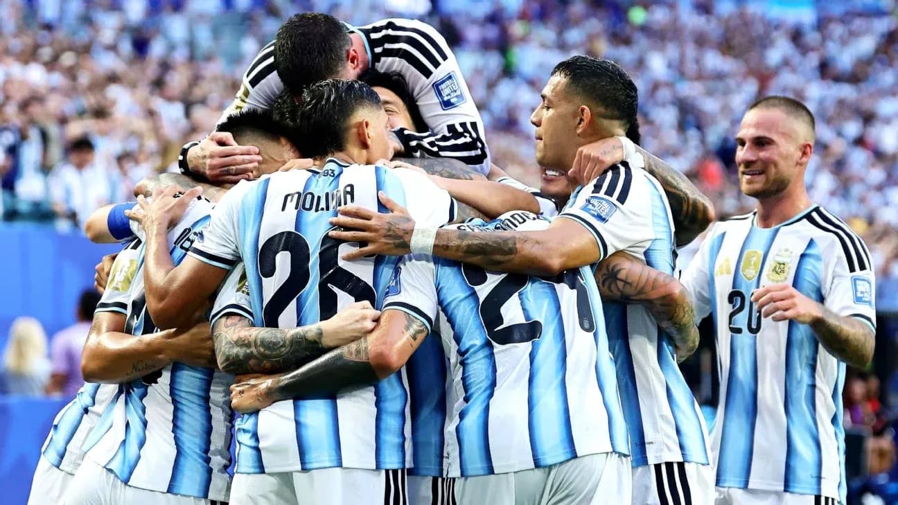 Celebración de los jugadores de Argentina