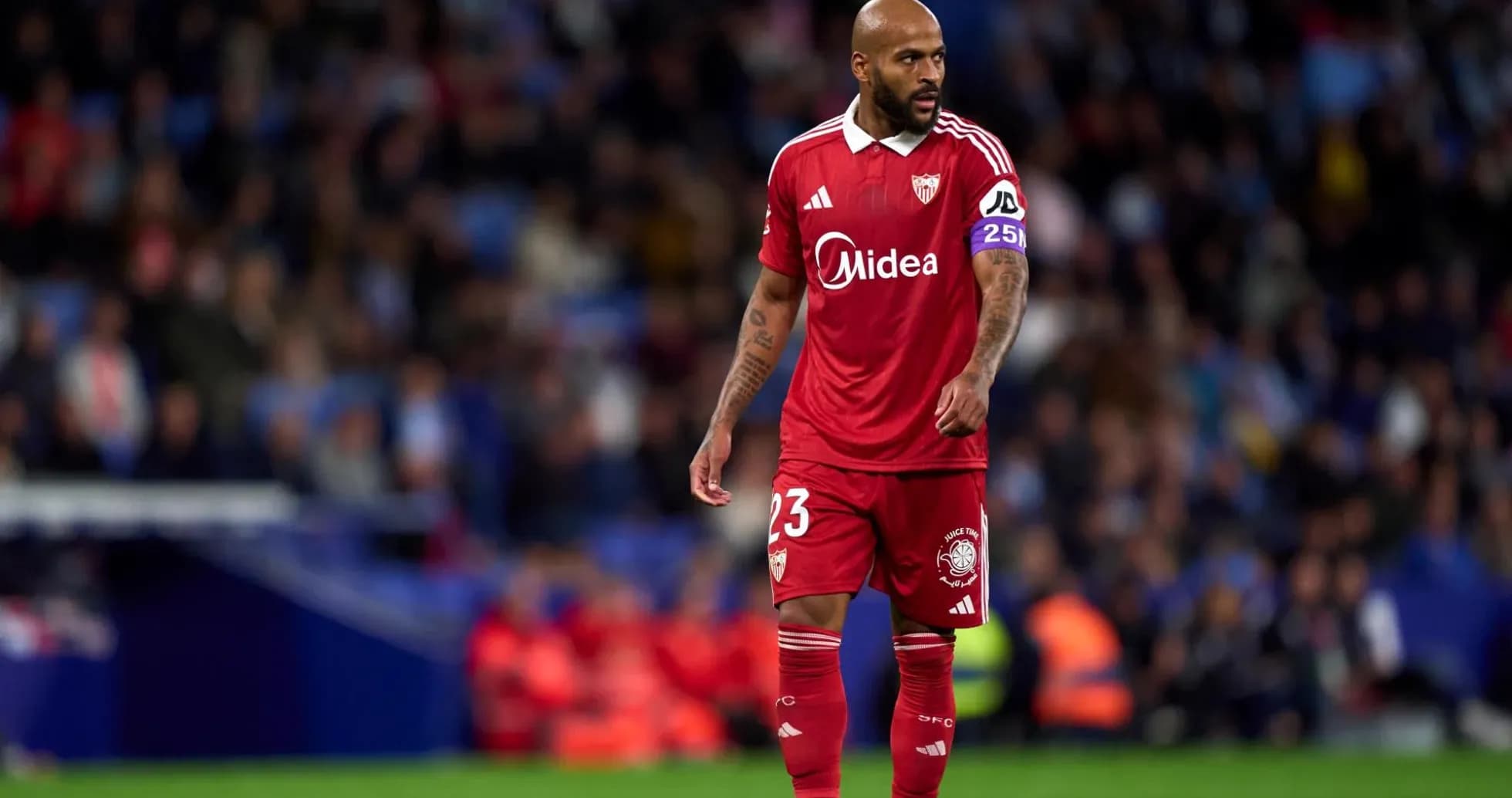 Jugador del Sevilla en el partido contra Espanyol