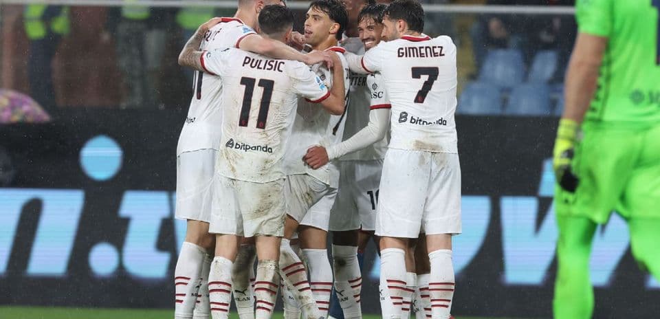 Celebración de jugadores de AC Milan en partido