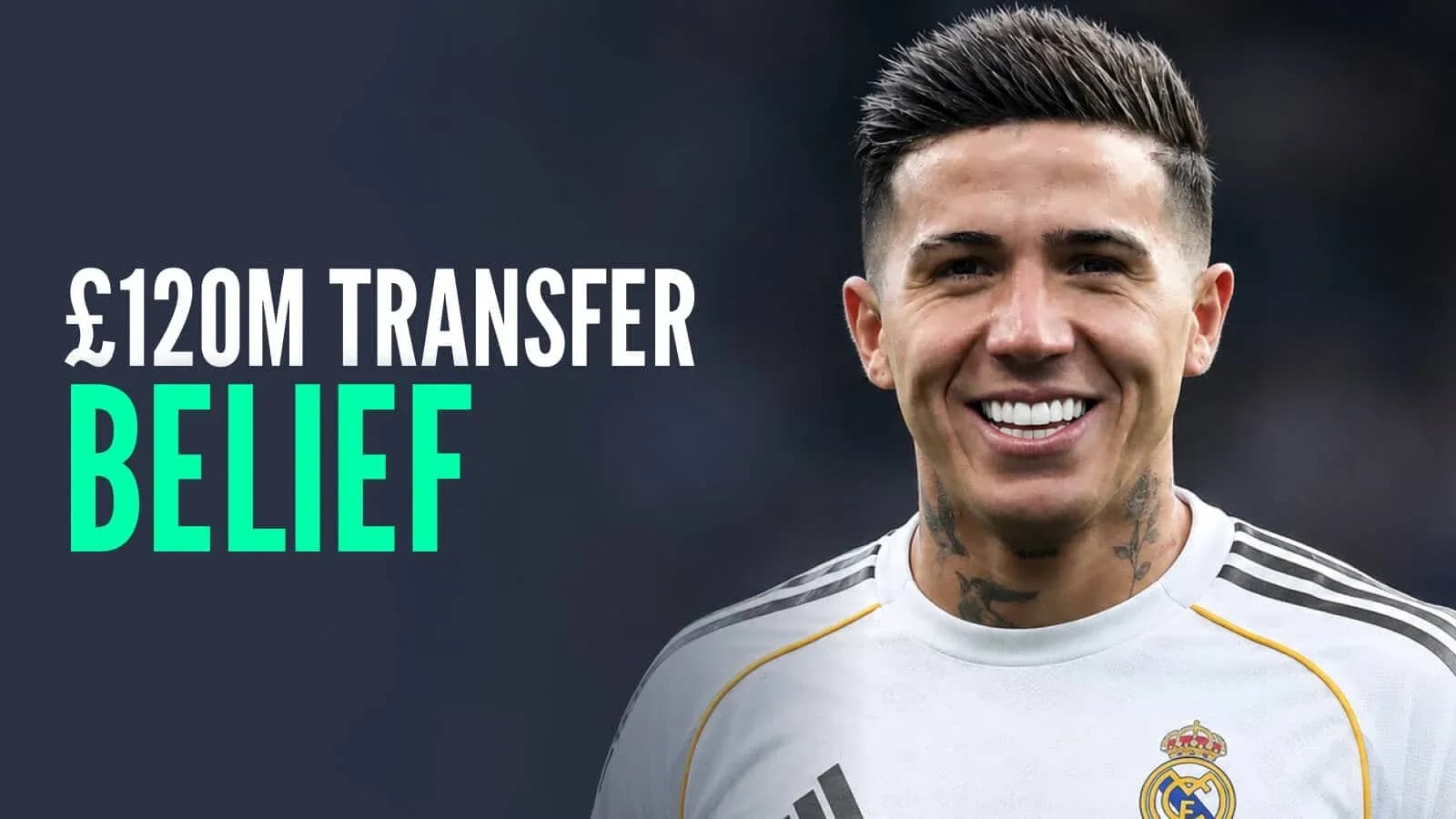 Jugador sonriente con camiseta del Real Madrid