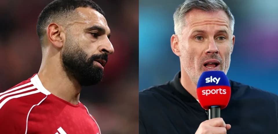 Mohamed Salah y Jamie Carragher en acción