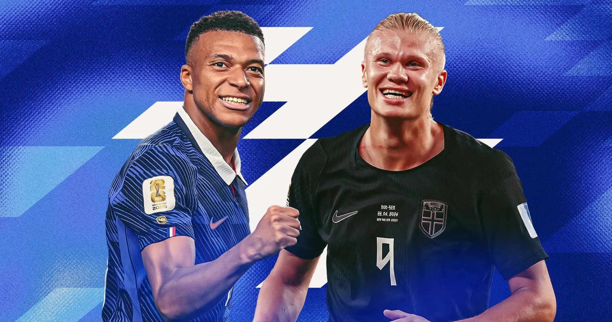 Kylian Mbappé y Erling Haaland sonriendo juntos
