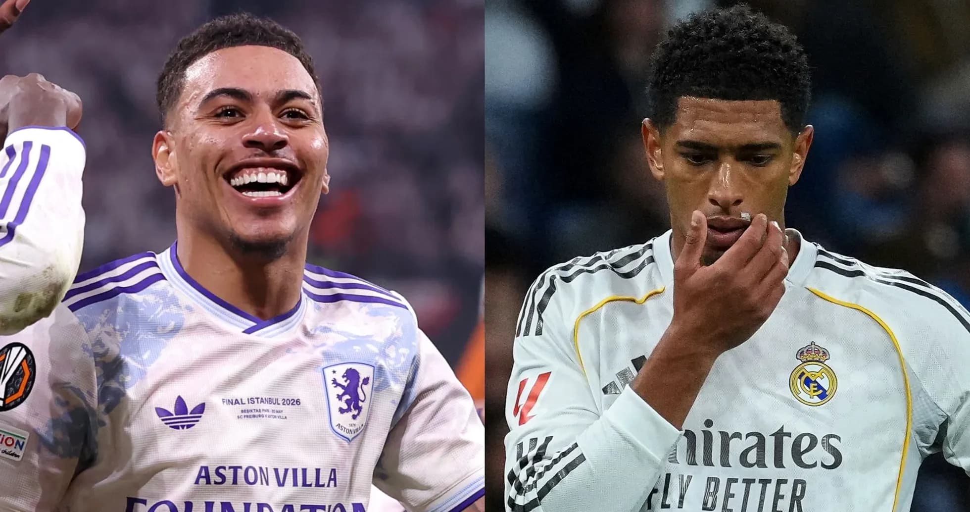 Jugadores de Aston Villa y Real Madrid en el campo Jugadores de Aston Villa y Real Madrid en el campo