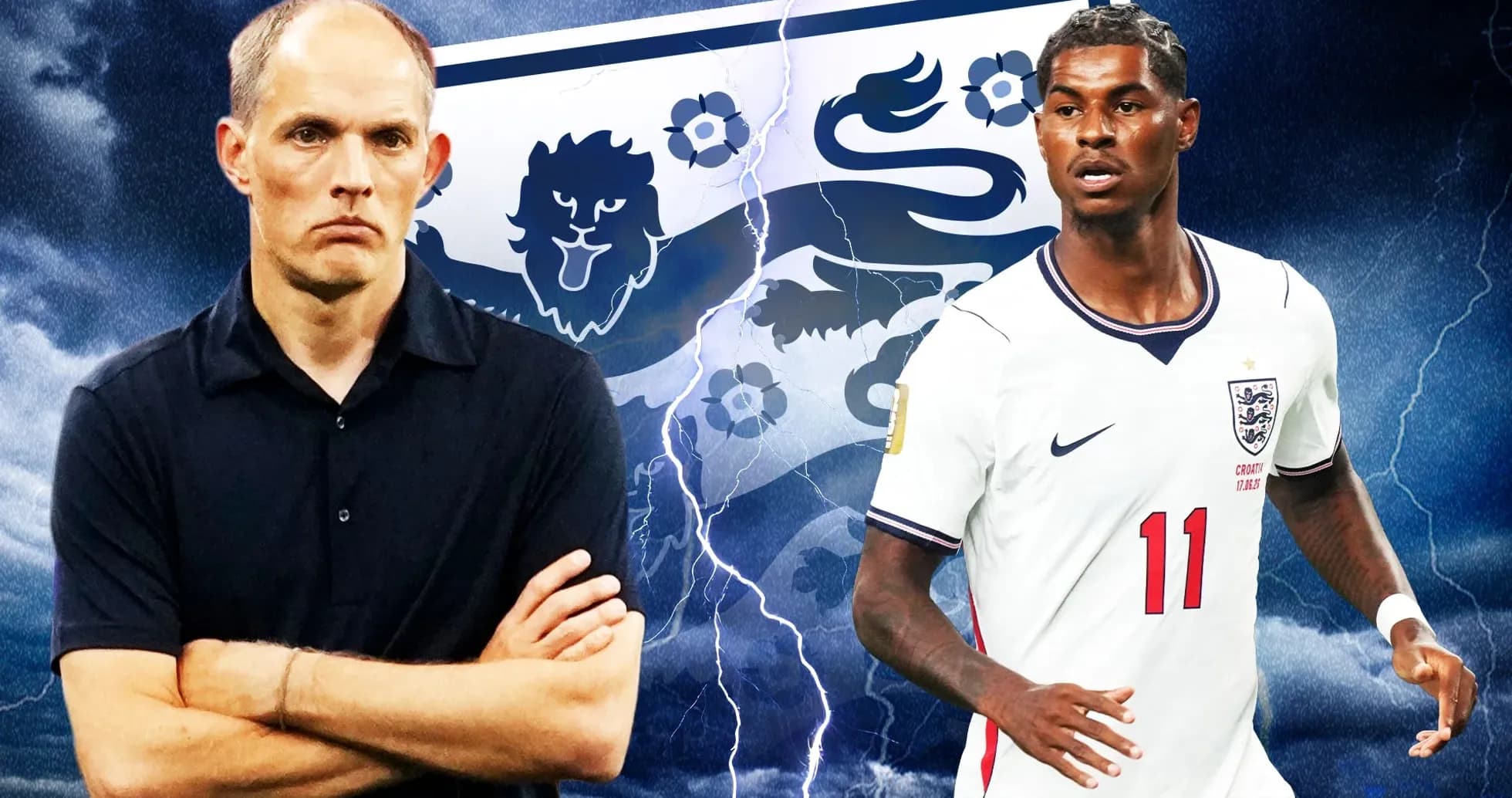 Entrenador y jugador de Inglaterra frente a fondo oscuro Entrenador y jugador de Inglaterra frente a fondo oscuro