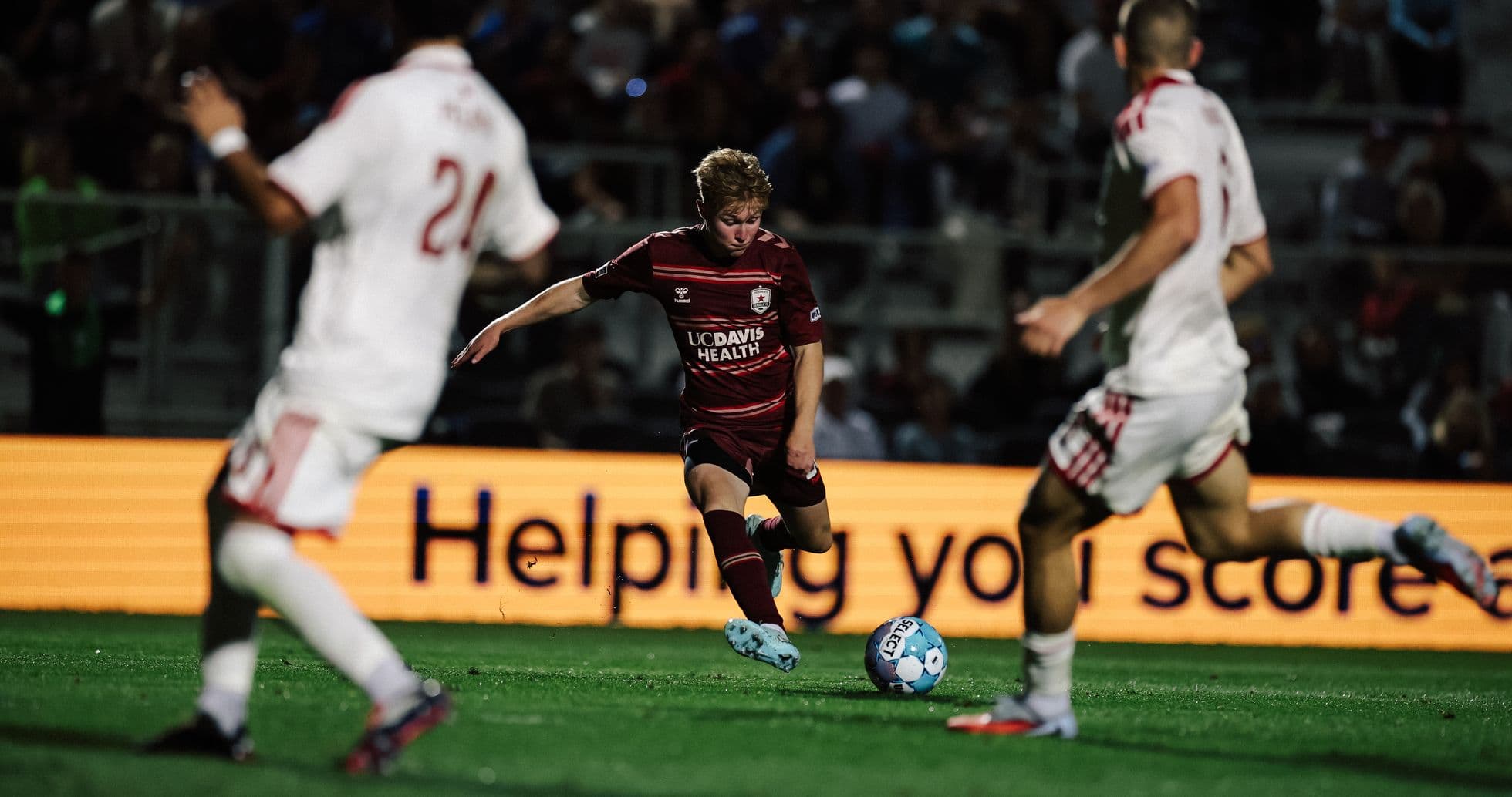 Jugador de Sacramento Republic en acción Jugador de Sacramento Republic en acción