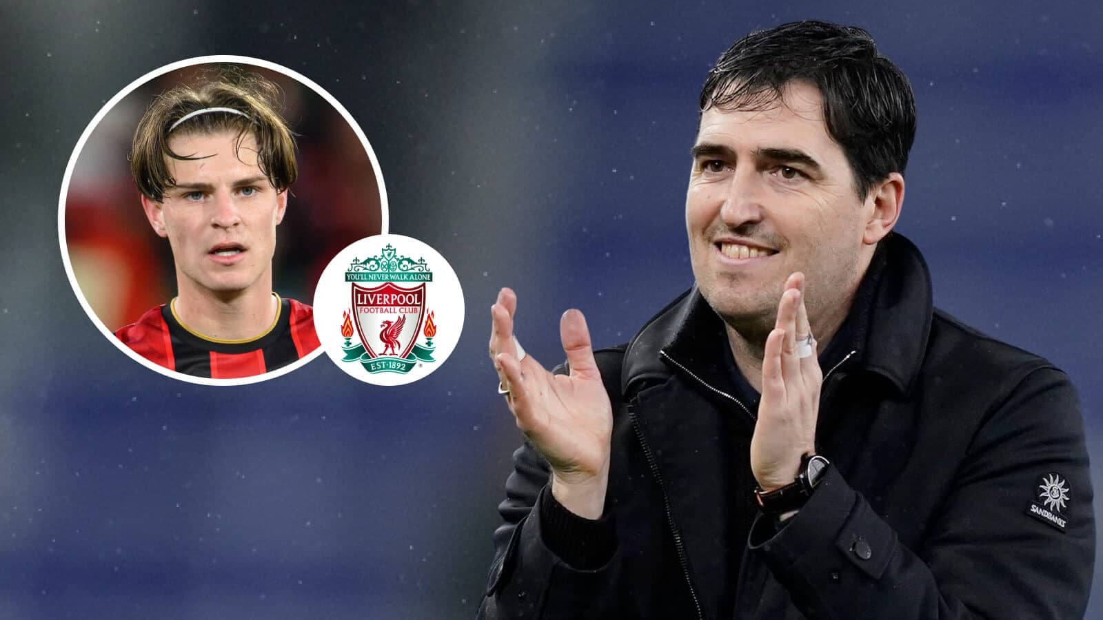 Entrenador aplaudiendo con jugador de Liverpool destacado Entrenador aplaudiendo con jugador de Liverpool destacado