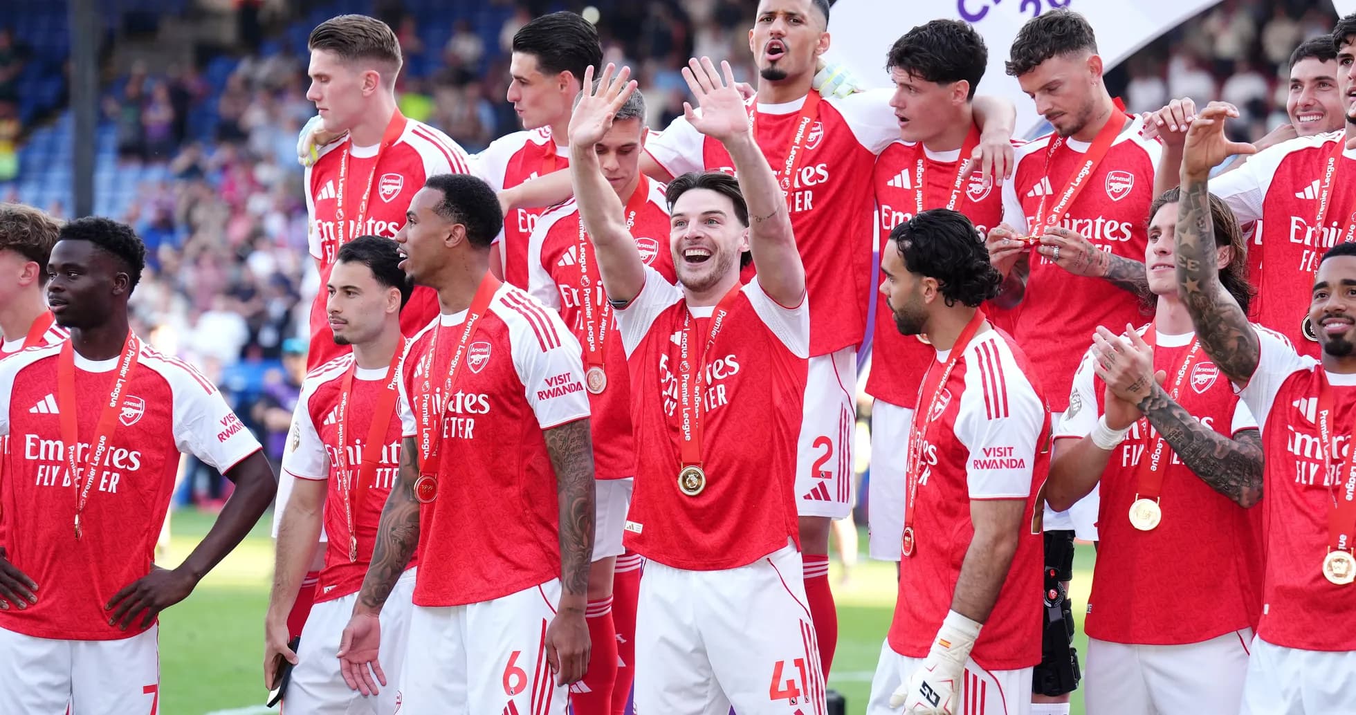 Jugadores de Arsenal celebrando el título 2025/26 Jugadores de Arsenal celebrando el título 2025/26