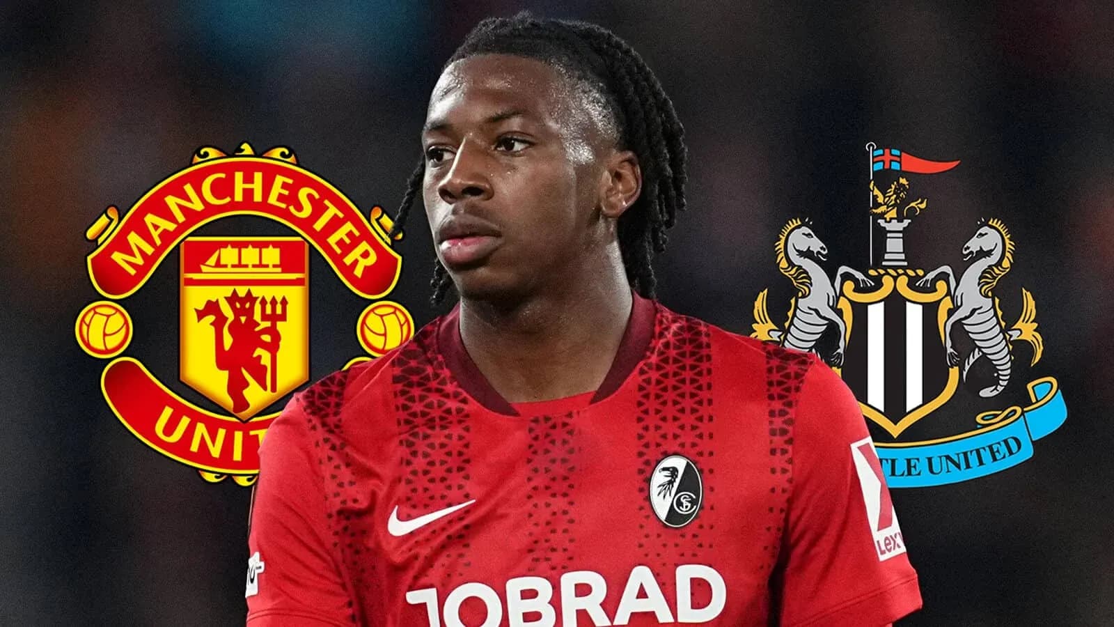 Jugador con camisetas de Bournemouth, Manchester United y Newcastle Jugador con camisetas de Bournemouth, Manchester United y Newcastle
